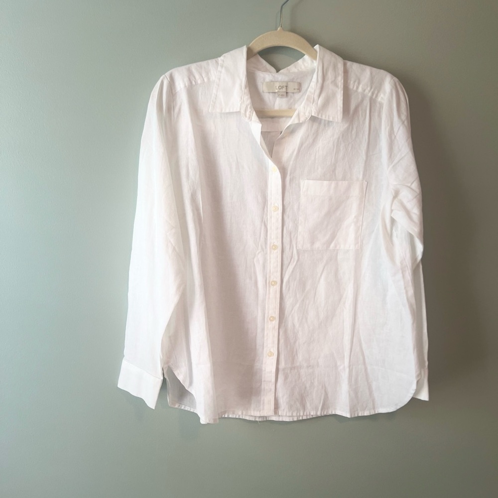 LOFT White Casual Button Down Shirt